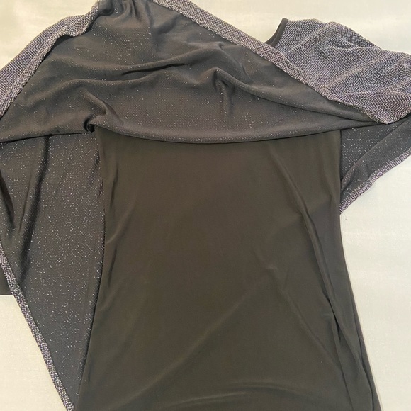 Joseph Ribkoff Tunic Size 6 Black Silver Metallic Dolma Sleeves - Picture 6 of 10
